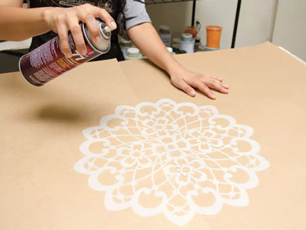 How to use spray adhesive for stenciling_