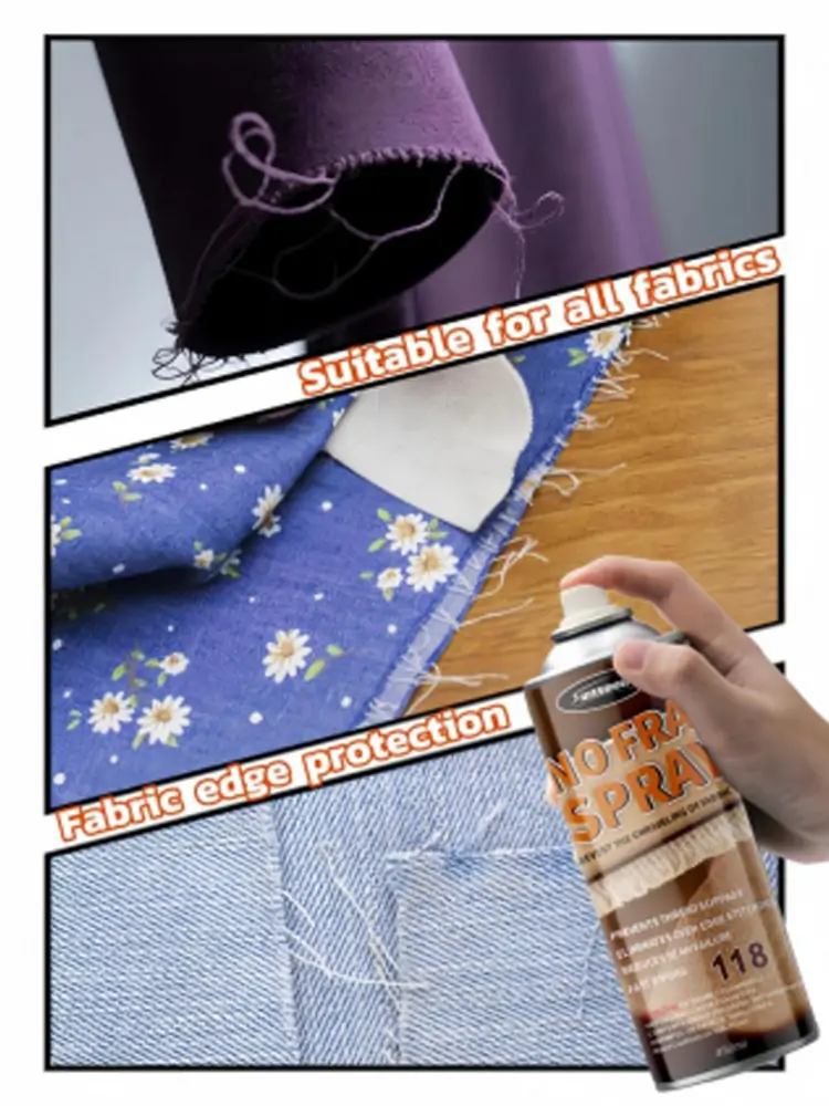 Sprayidea 118 No Fray Spray demonstrating fabric edge protection to prevent fraying on all fabrics.