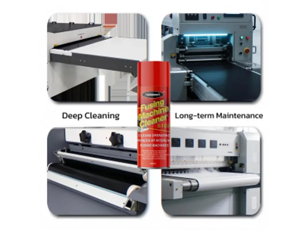 Sprayidea S188 deep cleaning spray effectively removes stubborn glue and keeps fushing machine belts clean.