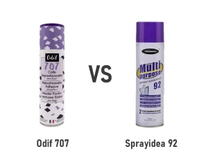 Vergleich zwischen Odif 707 und Sprayidea 92 – wiederablösbarer Sprühkleber für Textilien